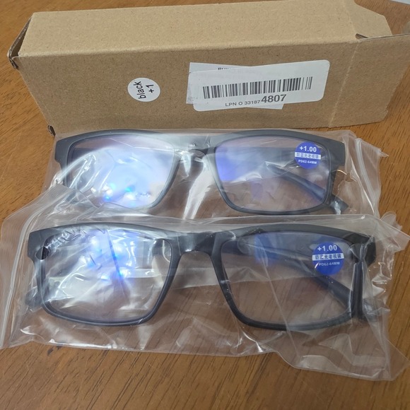Reading Glasses 2 Pack Black Frame +1.00 Strength Readers Eyeglasses - Picture 1 of 3